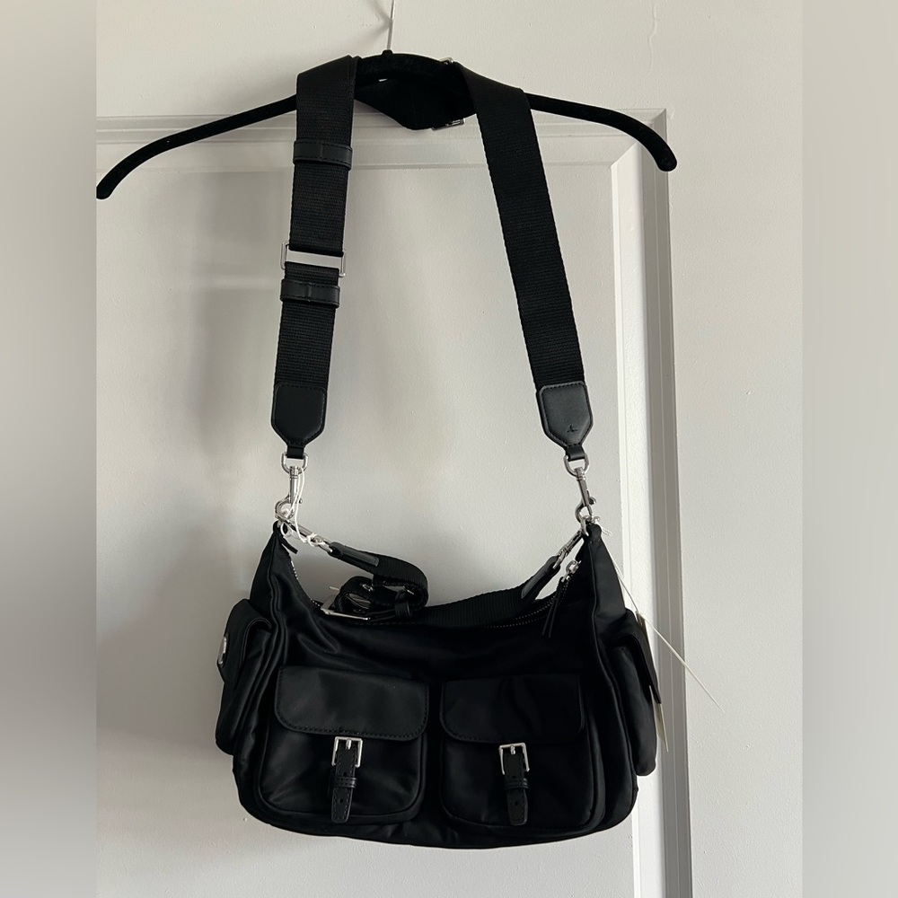 Tory Burch Black Nylon Shoulder Bag with Pockets